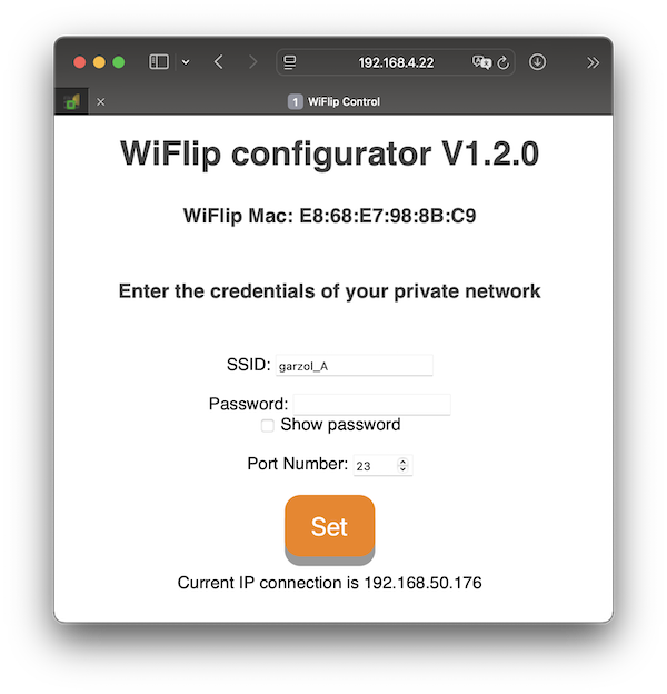 wifi configuration web page.